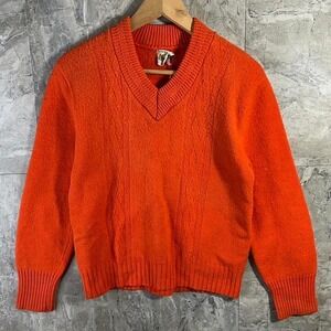 Vintage 1950s Campus Luxury Line Gray Pure Wool Textured Cable knit sweater SZ S